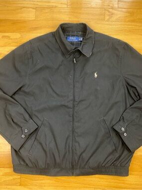Vintage Polo Ralph Lauren Bi-Swing Jacket Mens XL Black Lined Preppy Harrington